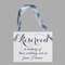Ritzy Rose Memorial Chair Sign - Navy Blue on 11x8in White Linen Cardstock with Dusty Blue Ribbon